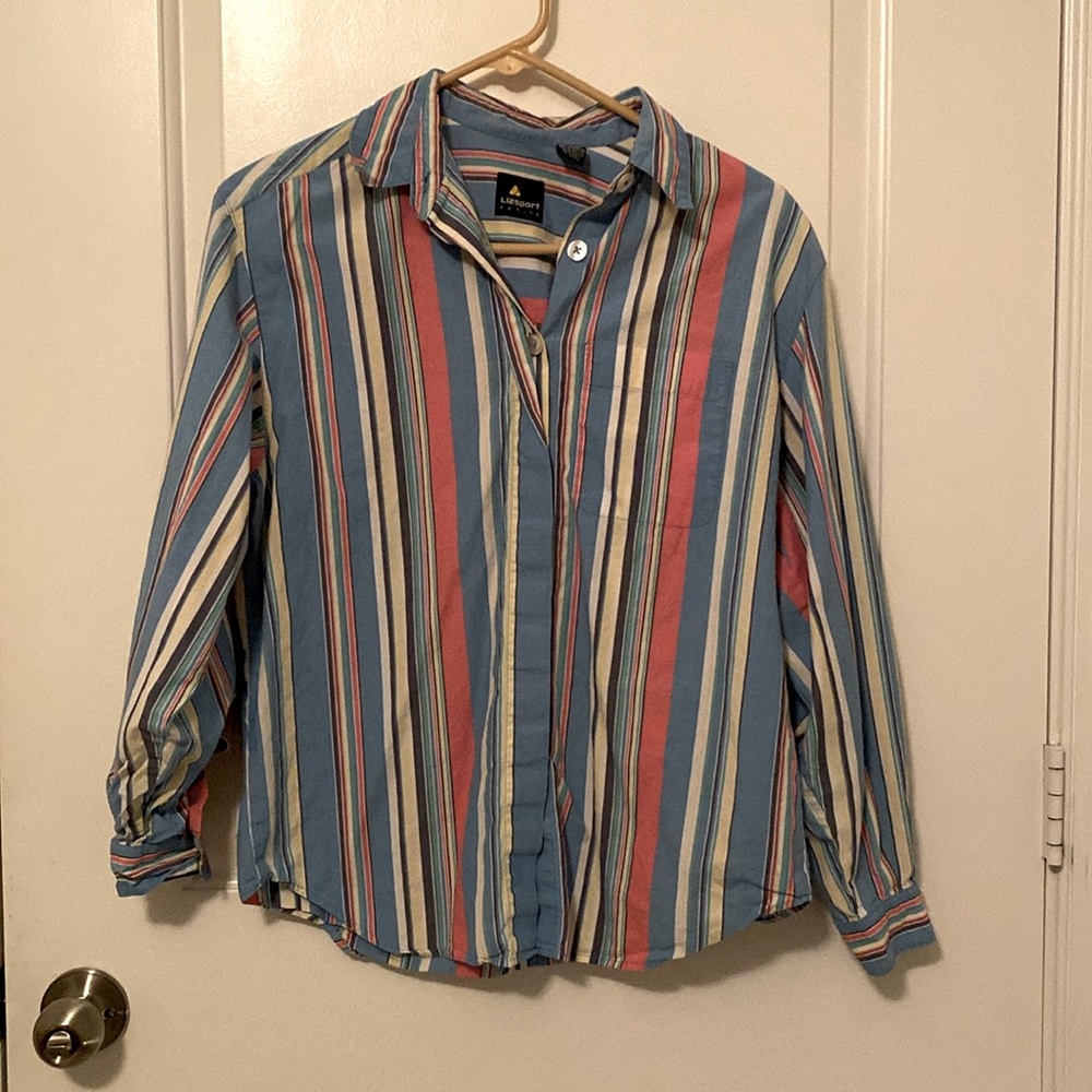 Striped long sleeves button down for women